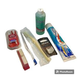 Variety Lot Oral Cleaners Wisp Reach Mouthwash Toothbrush Toothpaste 7 Items